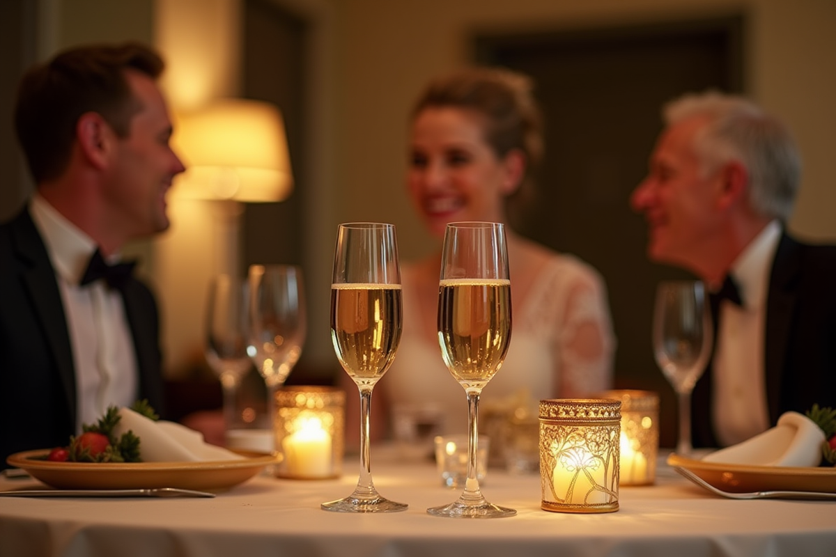 Dégustation de champagne lors détente pour anniversaire de mariage