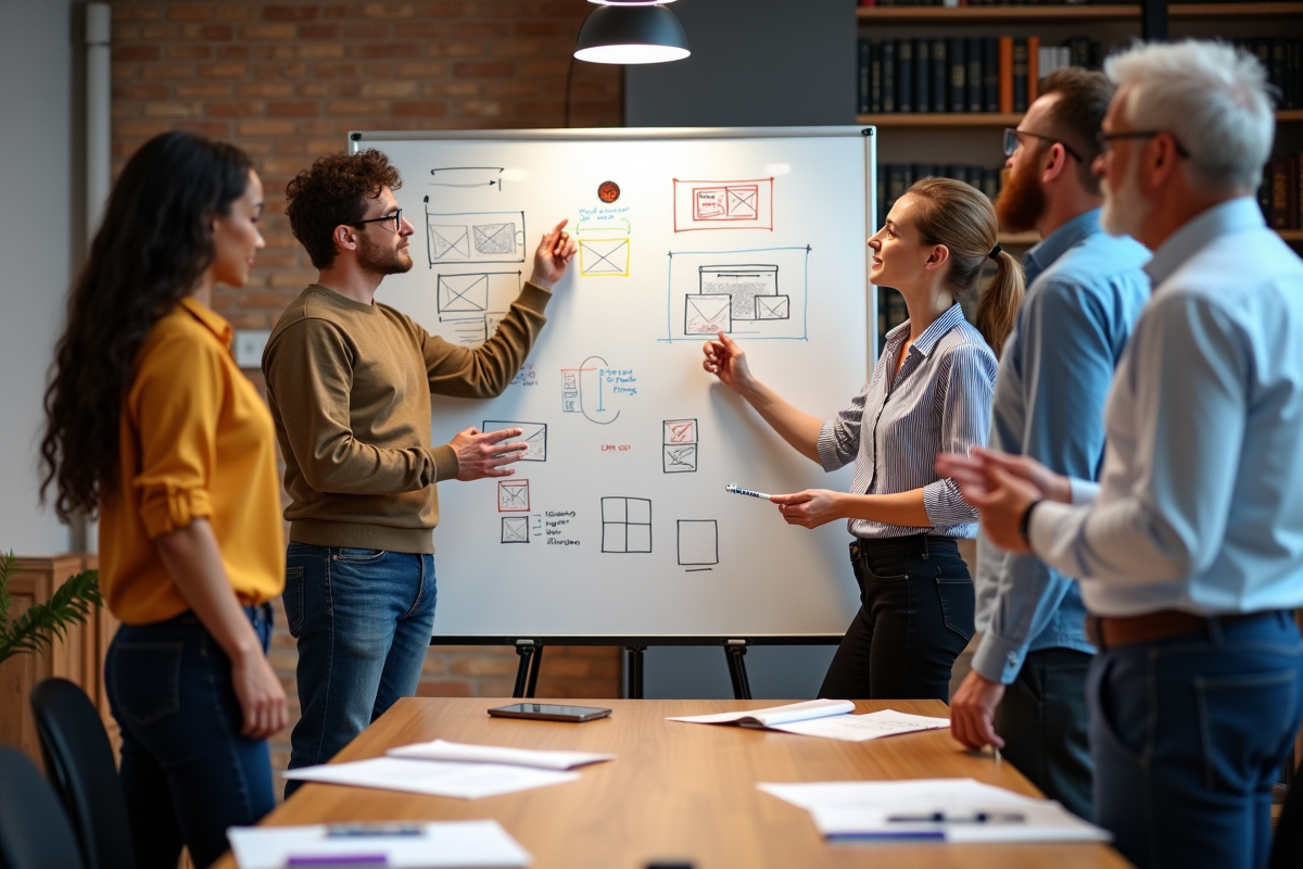 Groupe de professionnels en réunion créative