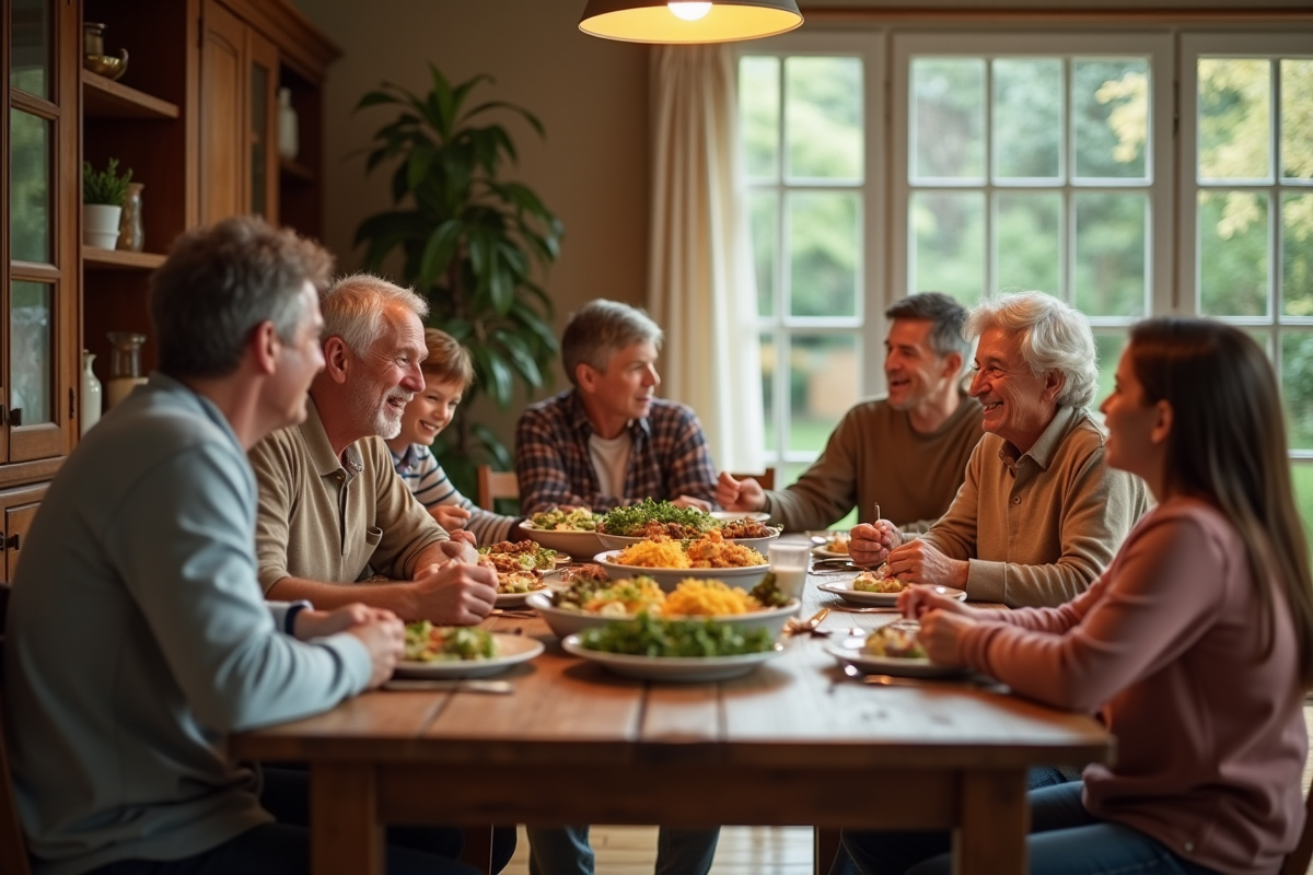 Famille multigenerationale autour d une table conviviale
