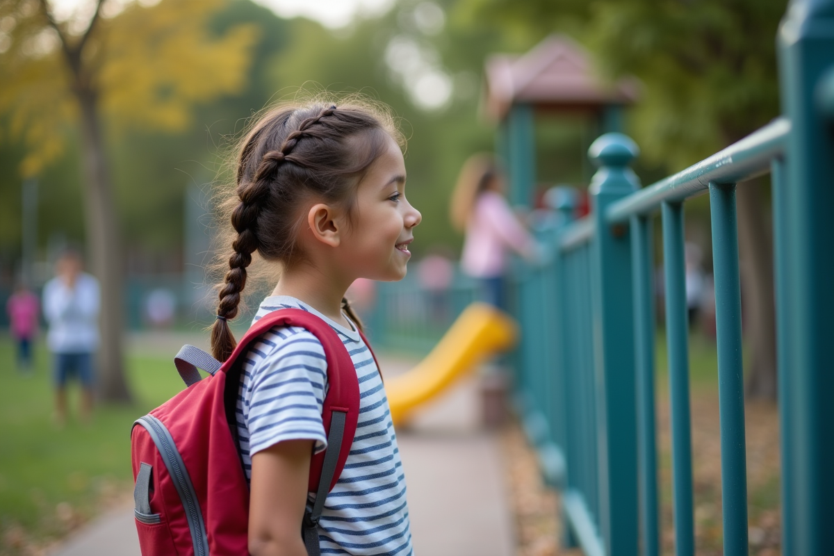 Fille avec son sac à l