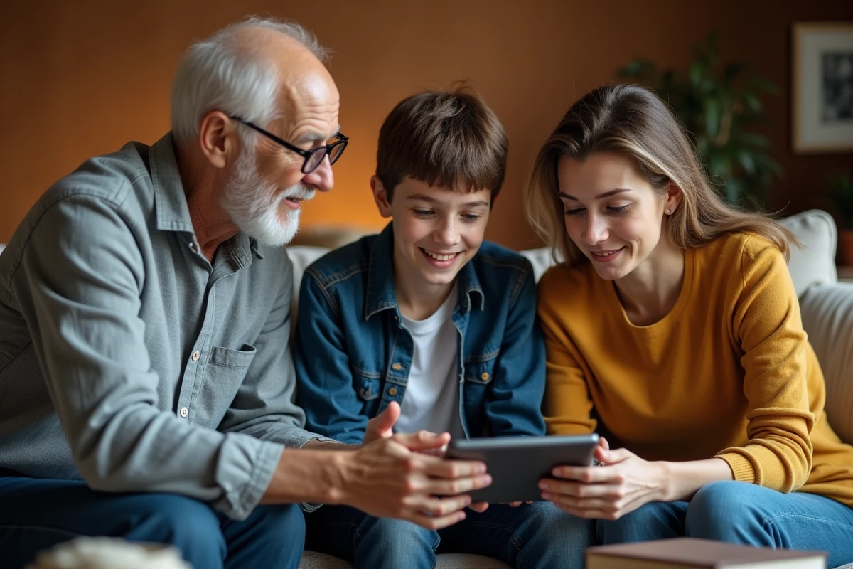 Groupe familial multigeneration partageant un moment autour d