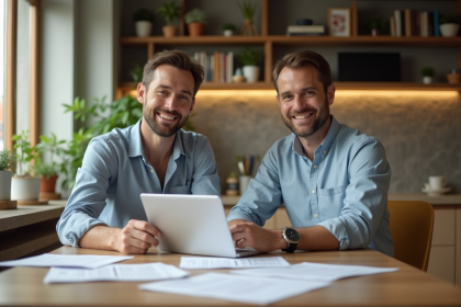 Homme d'âge moyen travaillant à la maison avec documents