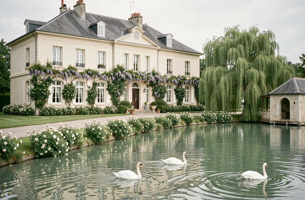 Manoir des Cygnes, manoir romantique avec lac ornemental et cygnes, salle de réception en Seine-et-Marne