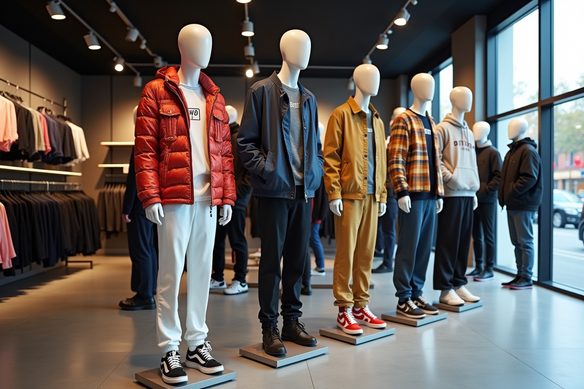Vêtements streetwear modernes en boutique tendance