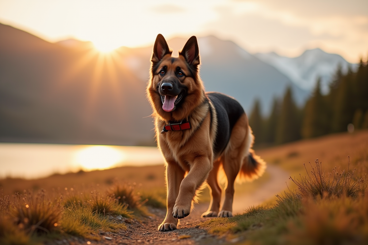 Chien croise berger allemand et Newfoundland lors d